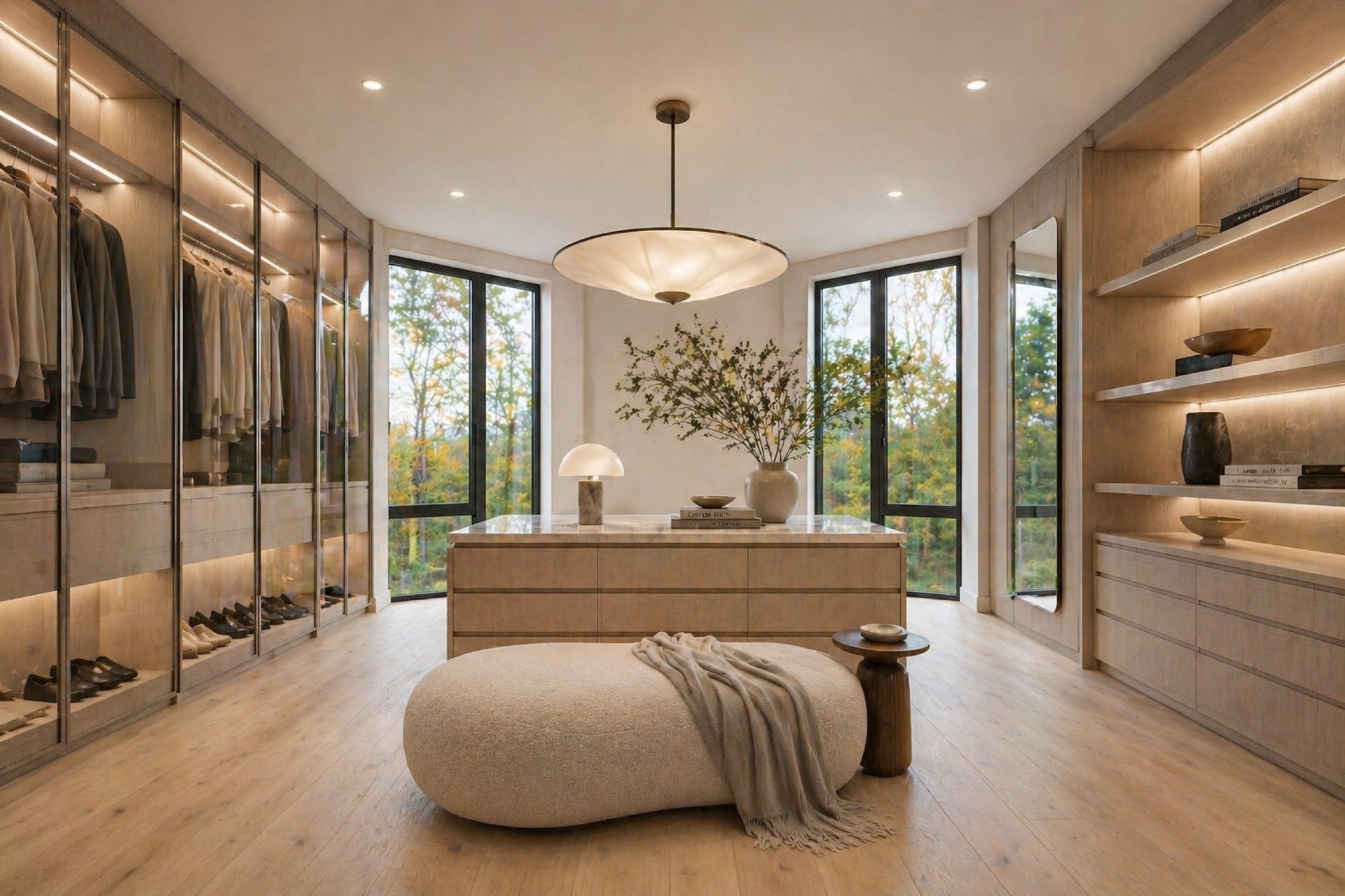Design rendering of a walk-in dressing room